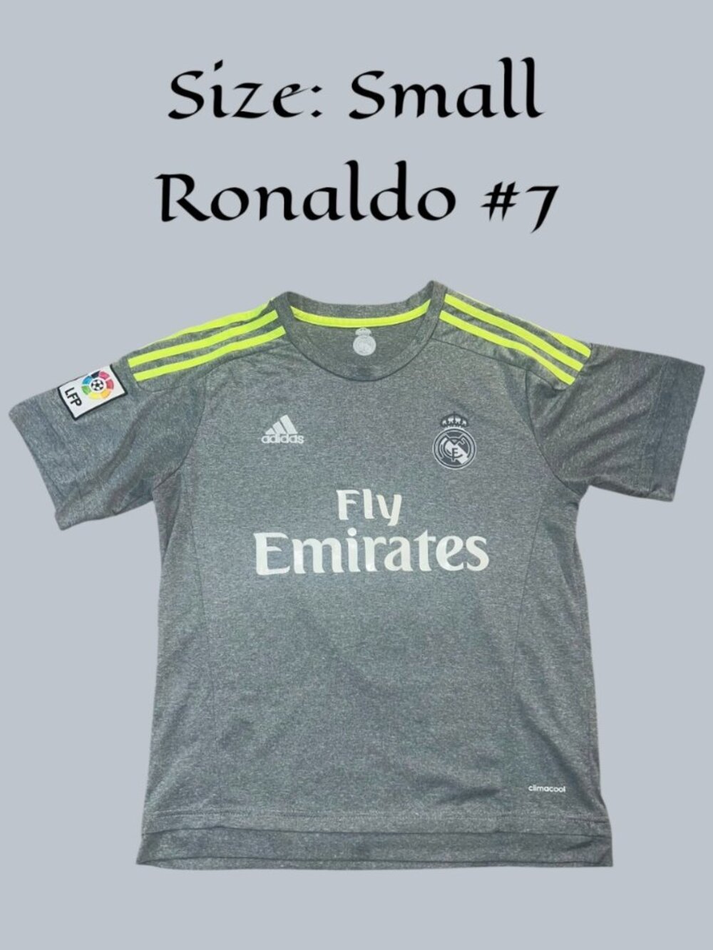 Adidas Real Madrid 2015/2016 Away Football/Soccer Light Grey Ronaldo Jersey